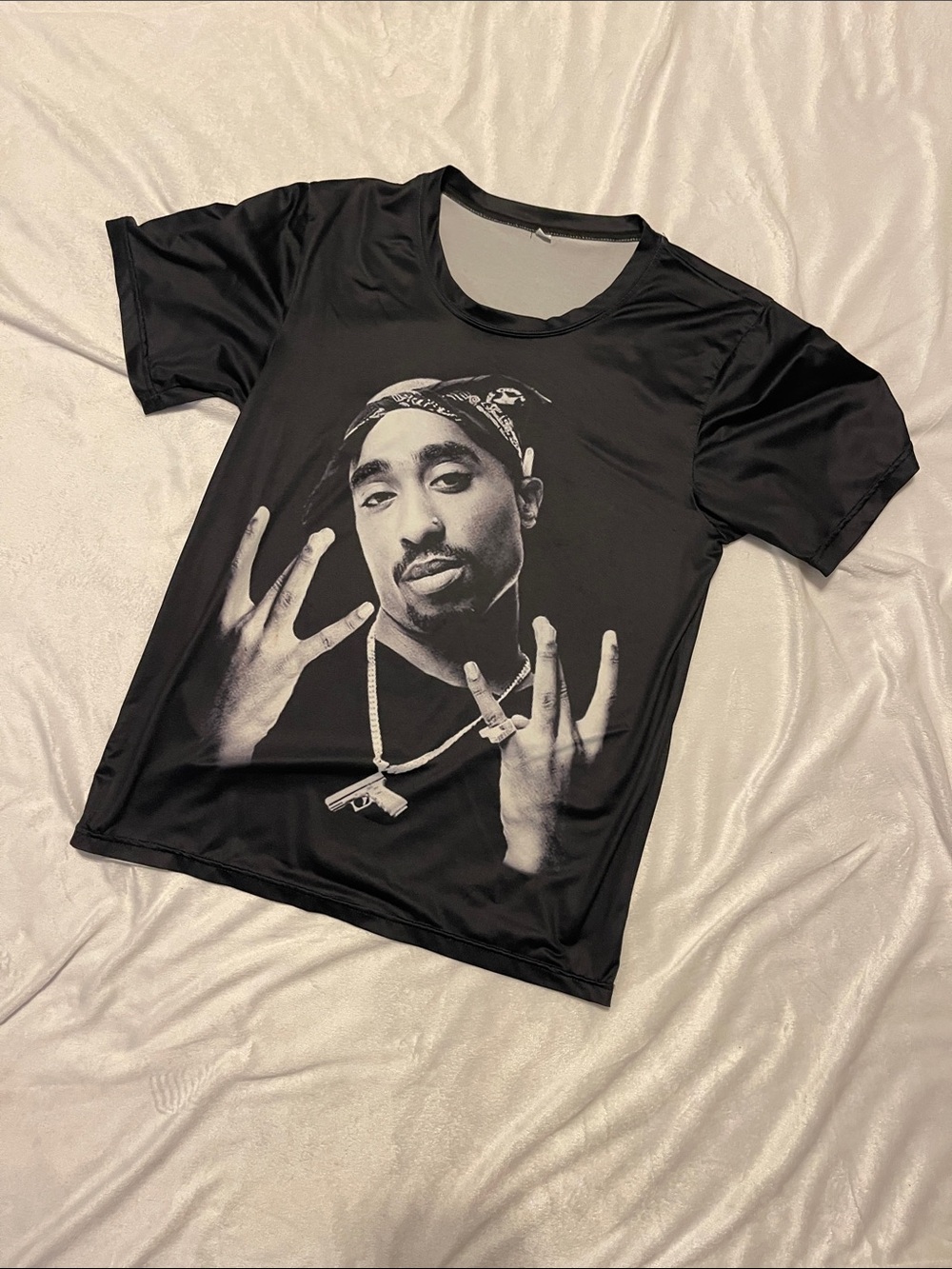 Black Graphic Tee with Monochrome Portrait